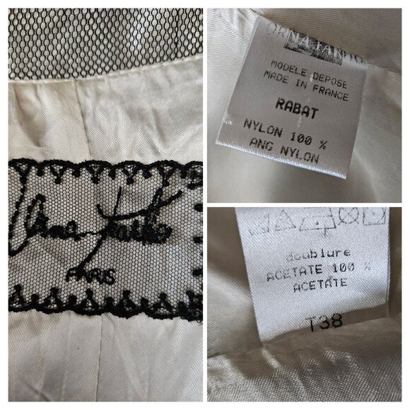 Vintage Orna Farho Black Lace Overlay Single Button Blazer Jacket Women Size T38 - Picture 16 of 16